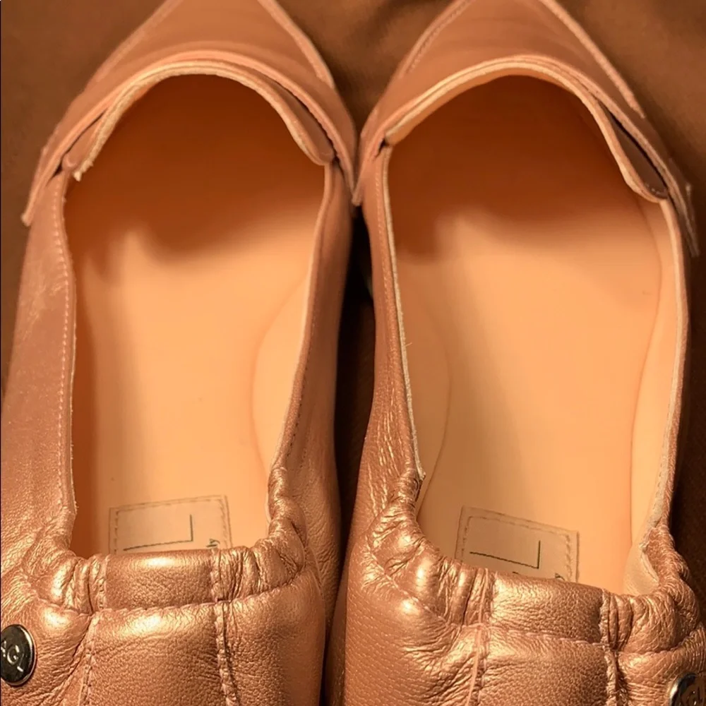 NWT AGL Made in Italy leather slip ons copper gold